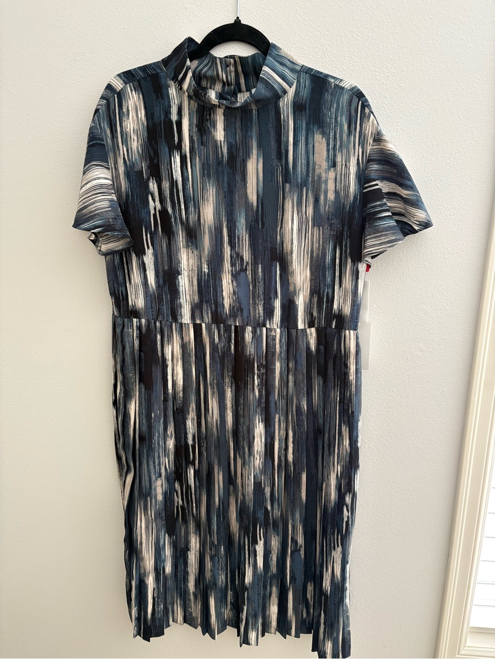 Nordstrom Blue, Black and Cream Abstract Dress